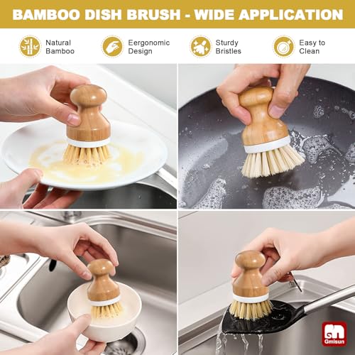 GMISUN Kitchen Soap Dispenser, 16 Oz Kitchen Dish Soap Dispenser Set with Ceramic Tray & Bamboo Brush, 2Pcs Farmhouse Dish Soap Dispenser for Kitchen, Modern White Glass Liquid Hand Soap Dispenser - color: White Bottles + Gold Pumps