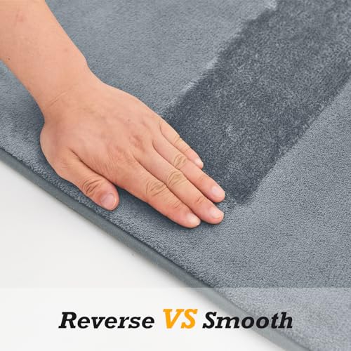 HUXMEYSON Bathroom Rugs Sets 2 Piece, Non-Slip & Quick Dry Bath Mat Set, Ultra Soft Velvet Bath Rugs for Bathroom, Toilet and Shower Floor, Grey - color: Grey, size: 17"x24"+20"x48"