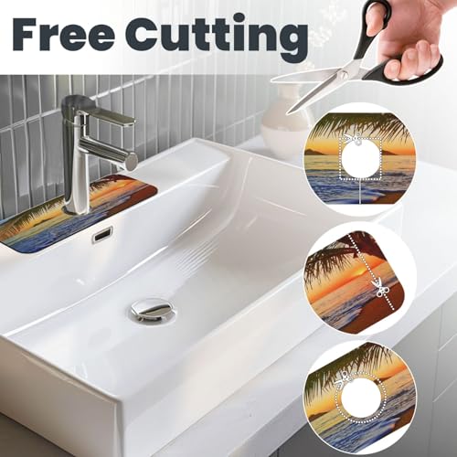 Coco Beach Kitchen sink faucet pad, strong water absorption, anti slip, easy to clean, very suitable for splash and drip prevention, suitable for kitchens and bathrooms - color: Coco Beach
