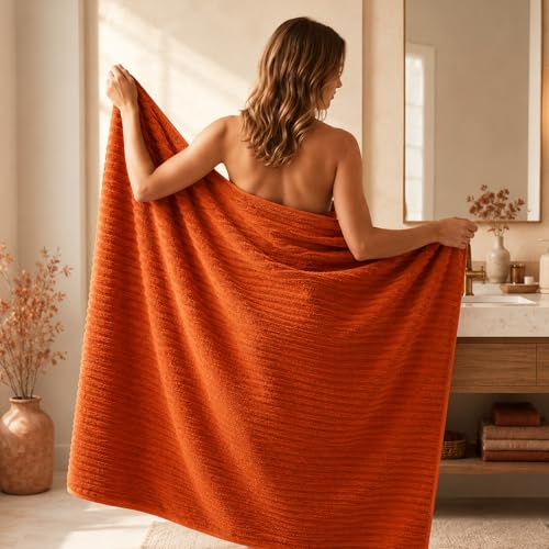 Oversized Bath Sheets 40x80 Inches Extra Large Bath Towels for Adults Super Soft Quick Dry Highly Absobent Microfiber Shower Towels for Bathroom, Pool, Gym, Yoga Towel (Burnt Orange, 2Piece) - color: Burnt Orange, size: 2Piece Bath Sheet
