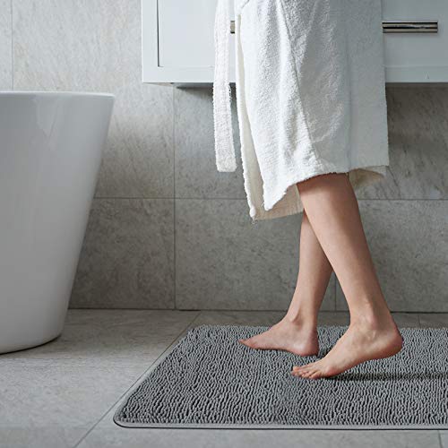 Secura Bathroom Rugs 17x24 Inches – Thick Plush Bath Mat, Ultra Soft Absorbent Bathroom Mat, Non Slip Machine Washable Bath Rugs for Tub, Shower Room Floor (Gray) - color: Grey, size: 1'5" x 2' (Rectangular)