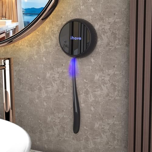 iHave Toothbrush Sanitizer Holder: Auto-Cycle UV Disinfection & Magnetic Wall-Mount for Manual & Electric Brushes | Portable Toothbrush Holders for Home & Apartment,Bathroom Decor & Travel Essential - color: Upgraded Black