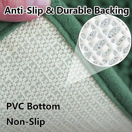 BOANKODU Bathroom Rugs Sets 2 Piece, Extra Soft Chenille Bath Mat Absorbent Bathroom Rug, Bathroom Mat with PVC Non-Slip Bottom, Machine Washable Bath Rugs (32x20 Inch + 24x16 Inch, Dark Green) - color: Dark Green, size: 16" x 24" + 20" x 32" (Rectangular