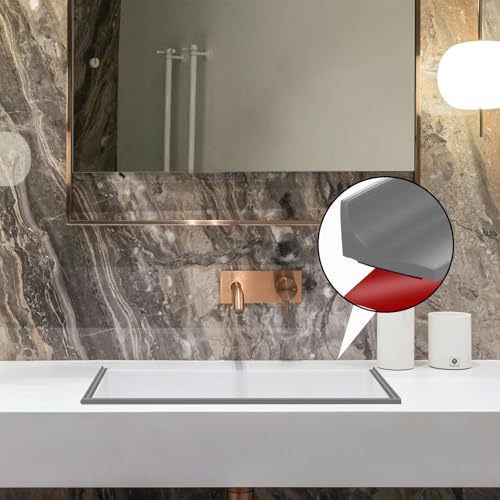 39 Inch Shower Threshold Water Dam, Silicone Barrier Shower Door Bottom Seal Strip, Self Adhesive Waterproof Barrier, for Kitchen Countertop Sink, Cooktop, Bathroom（Grey） - color: Gray, style: 39 in