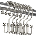 Titanker Shower Curtain Hooks Rings, Rust-Resistant Metal Double Glide Shower Hooks for Bathroom Shower Rods Curtains, Set of 12 Hooks - Matte Nickel - color: Matte Nickel, style: Modern