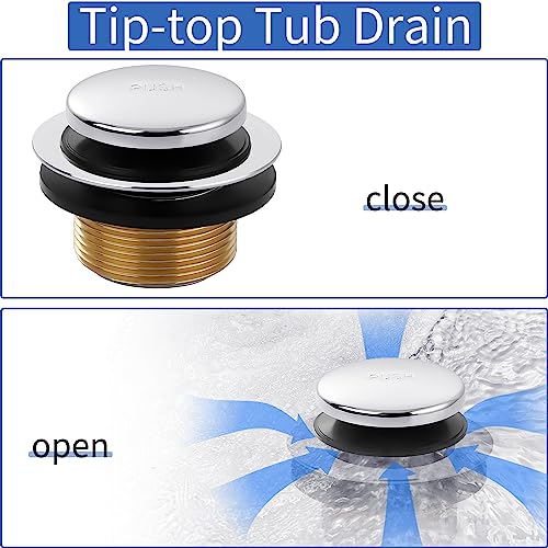 Chrome Bathtub Drain Tip-Toe Tub Trim Set with Two-Hole Overflow Faceplate Bathroom Tub Drains Replacement Conversion Tub Drain Kit Assembly with Universal Fine & Coarse Thread - color: Chrome