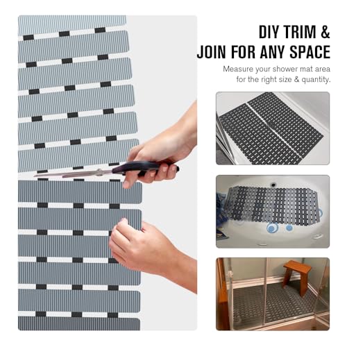 MBOSS Bath Tub Shower Mat Non Slip Bathtub Mats for Bathroom Shower Floor Mat Bath Mats for Shower Tub Anti Slip Shower Mat with Drain Hole and Large Suction Cups (Gradient Grey, 27.5 X 15.7 Inch) - color: 4-color Gradient Grey, size: 27.5" x 15.7" (Recta