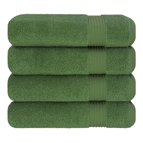 Cotton Paradise Turkish Towel Set, Soft Absorbent Quick Dry, 4 Piece Bath Towel Set, Sage Green - color: Sage Green, size: 4 PC SET (27x54")