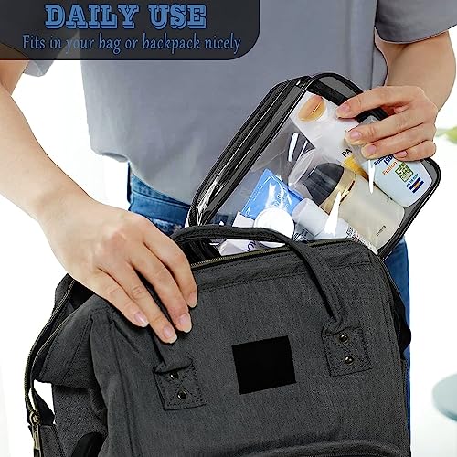 16 Pieces Clear Makeup Bags Bulk, TSA Approved Toiletry Bag for Travel, PVC Waterproof Travel Small Pouches Clear Pouch with Zipper for Men and Women Carry-on Travel Essentials Cosmetic Bags (Black) - color: Black