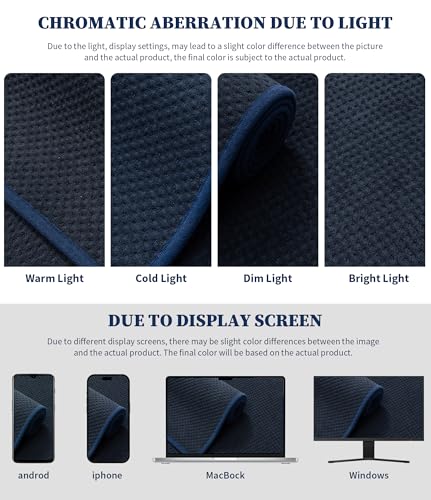 YIHOUSE Bathroom Rug Sets 3 Piece, Ultra Thin Quick Dry Bath Mat, Absorbent Bath Mat for Bathroom Non Slip Machine Washable Bath Rug (Blue) - color: Dark Blue, size: 3 Pieces