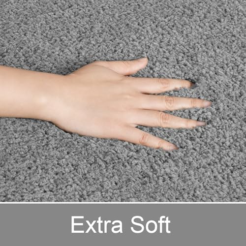 LOCHAS Bathroom Rugs Sets 3 Piece, Microfiber Bath Rug Set Non Slip Washable, Shaggy Toilet Rug Set Absorbent, Soft Cozy Bath Mat Set Quick Dry, Grey - color: Grey, size: 30" x 20" + 24" x 17" + U Shape 24" x 20"