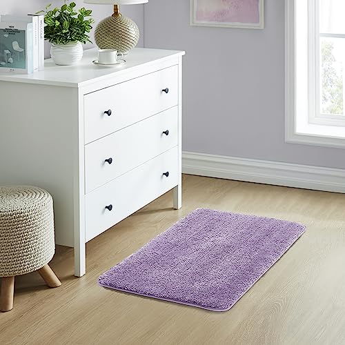 YHF Bathroom Rugs 20" X 32", Extra Thick & Soft Microfiber Shaggy, Machine Washable Bath Mats, Absorbent Bath Rugs, Non-Slip Rubber Backing Bath Mat for Bathroom Floor, Tub and Shower, Lavender - color: Lavender Sky, size: 20" X 32" (Rectangular)