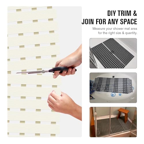 MBOSS Bath Tub Shower Mat Non Slip Bathtub Mats for Bathroom Shower Floor Mat Bath Mats for Shower Tub Anti Slip Shower Mat with Drain Hole and Large Suction Cups (Ivory White, 37.5 X 15.7 Inch) - color: Ivory White, size: 37.5" x 15.7" (Rectangular)