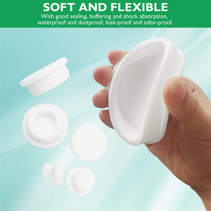 EASYEAH 2 Sizes 19/20 mm T-Shaped Silicone Plugs 3/4 inch Soft Flexible Rubber Stopper in Tube End Cap Cover Waterproof Sealing Hole Plugs for Bottles Pipes, White, 12 Pcs - size: 19-20mm(0.75-0.79")