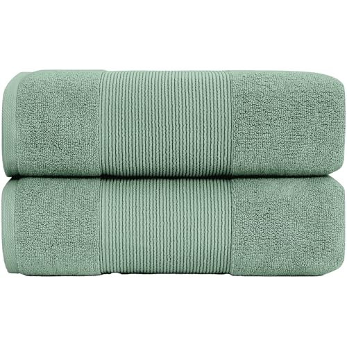 Modern Threads - Air Cloud 2-Pack 100% Zero-Twist Cotton Bath Sheet Set - Super Absorbent & Quick Dry - 500 GSM - Soft & Plush, Eucalyptus - color: Eucalyptus, size: 2-Pack Bath Sheet