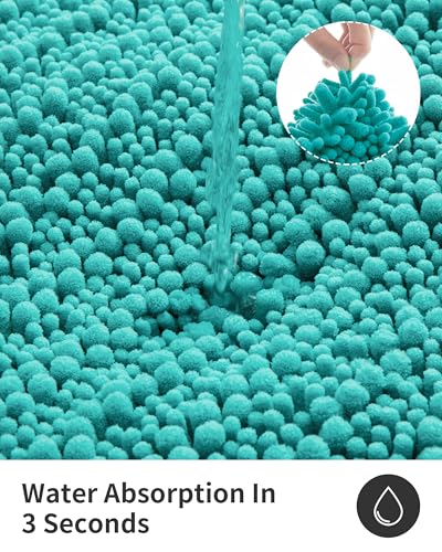 ILANGO Bathroom Rugs Sky Blue 24x17,Extra Soft Absorbent Chenille Bath Rugs,Thick Non-Slip Shaggy Bath Mat,Machine Washable Quick Dry Bath Mats for Bathroom Floor, Tub, Shower Accessories - color: Sky Blue, size: 17"×24" Small Bathroom Rug