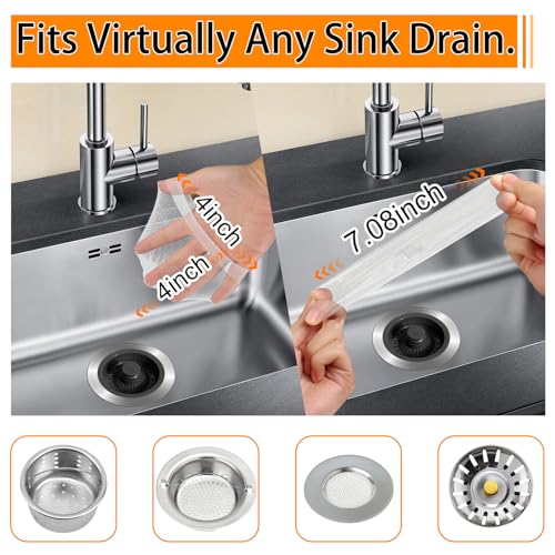 400 Pack Disposable Drain Covers for Sourdough, Ultra-Fine Mesh Sink Strainer Bags, Sourdough Drain Catcher Nets for Kitchen Sink, Food Scraps, Hair & Coffee Grounds