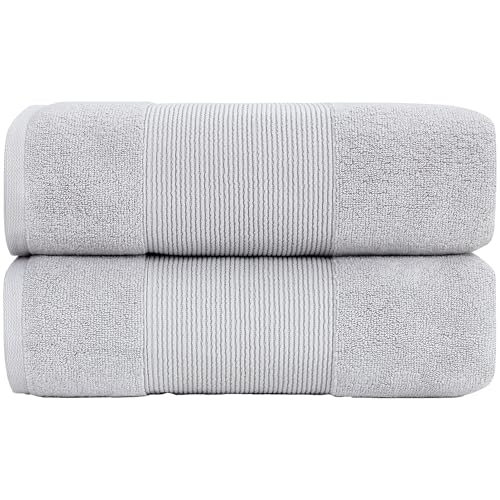 Modern Threads - Air Cloud 2-Pack 100% Zero-Twist Cotton Bath Sheet Set - Super Absorbent & Quick Dry - 500 GSM - Soft & Plush, Gray - color: Gray, size: 2-Pack Bath Sheet