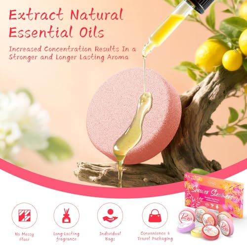 Shower Steamers Aromatherapy 8 Pack - Natural Essential Oil Shower Bombs for Self Care, Stress Relief Stocking Stuffers, Relaxation Birthday Gifts for Women and Men. Revitalizing Blossom Style - style: Revitalizing Blossom Style