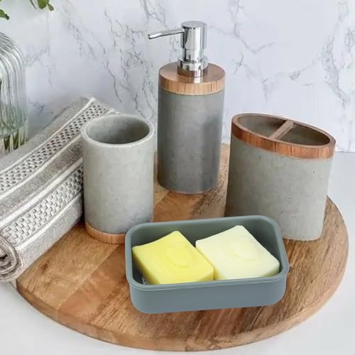 Large Soap Container, Silicone Bar Soap Case, Soap Case with Draining Layer | Portable Shampoo Bar Soap Box for Gym, Camp (Cement Gray) - color: Rectangular Cement Gray