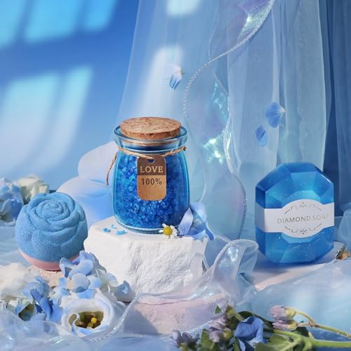 Gifts for Women, Luxury Birthday Gifts for Mom Sister Girlfriend Grandma Bestie Daughter Her, Self Care Relaxing Spa Gift Basket, Care Package, Anniversary Gift Set(Blue)