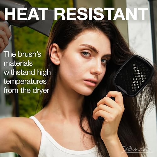 Janeke Superbrush Detangling Brush for Soft Smoothing Hair Brushing with Anti-Static Bristles - Vented Wet Hair Brush for Blow Drying Use - Perfect for Curly, Thick, Wavy, Fine Hair Types (Black) - color: Black Superbrush