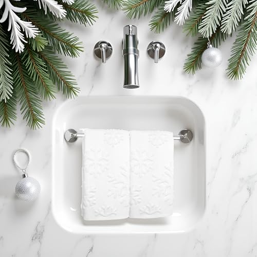 2 Pack Christmas Snowflake Hand Towels 100% Cotton Jacquard Holiday Kitchen Dish Towels Retro Neutral White Bathroom Towels Set Gift Seasonal Xmas Winter Bathroom Decor (Snowflake White) - color: Snowflake White
