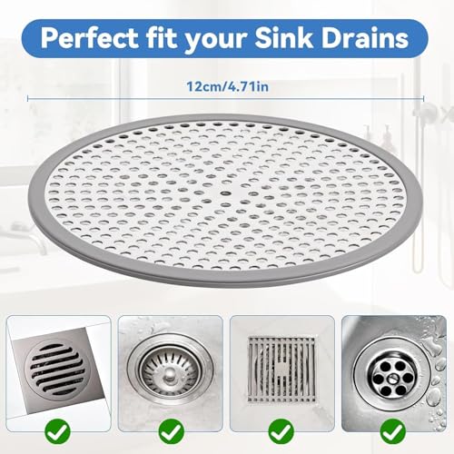 Shower Drain Hair Catcher,4.72",Hair Catcher for Bathroom Drain,Sink,Tub | Bathtub Drain Cover Protector,Easy Installation Clean,Prevents Clogged For Bath/Laundryroom/Kitchen,Drain,Sink,Bathtub - size: Round 4.72 inch