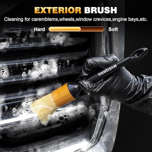 MVEQRRN 10PCS Car Detailing Brush Set,Boars Hair Detail Brush Kit(Gold) | Ultra Soft No Scratch, Car Dust Brush,Car Detailing Brushes Kit, Detail Brushes Car Detailing for Interior Exterior - color: 10pcs detail brush gold