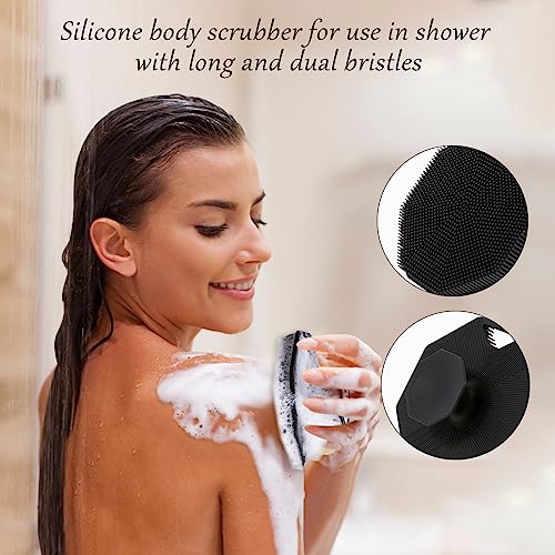 2Pack Silicone Body Scrubber, Qewro Body Buffer Exfoliating Brush with Silicone Loofah, Scalp Exfoliator Hair Shampoo Skin Cleaning Brush, Bath & Body Brushes for Men Women use in Shower (2Pack) - size: 2Pack