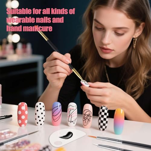 Artdone 32pcs Nail Art Brushes Tools Set Dotting Tools for Gel Polish | Dust Brush,Striping Brushes for Long Lines, Drawing Pen Design supply - color: 32Pcs set
