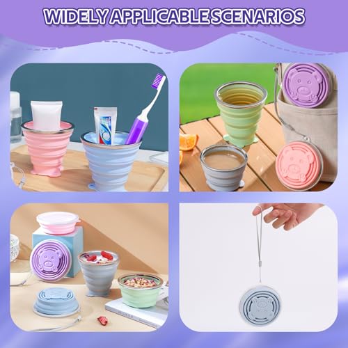 Toothbrush Travel Case, Travel Toothbrush Silicone Collapsible Toothbrush Cup, Travel Toothbrush Set Suitable for Business Camping Travel or Daily Use (Purple) - color: Purple