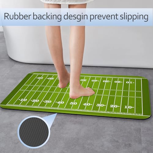 American Football Field Bathroom Mat,Non-Slip Rubber Backing Thin Low-Profile Bath Rug,Easy-Clean Bathroom Floor Mat for Shower,Bathtub,Kitchen,or Entryway - color: American Football Field