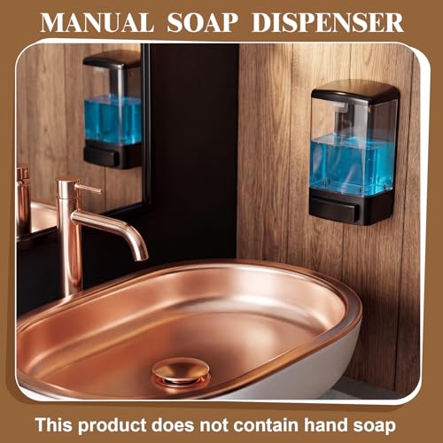 Hushee 6 Pcs Plastic Wall Mounted Soap Dispenser Commercial Manual Soap Containers Wall Dispenser for Kitchen Shower Hotel Liquid Shampoo Gel Chamber (33.8 oz 1000 ml,Black and Clear) - color: Black and Clear, size: 33.8 oz 1000 ml