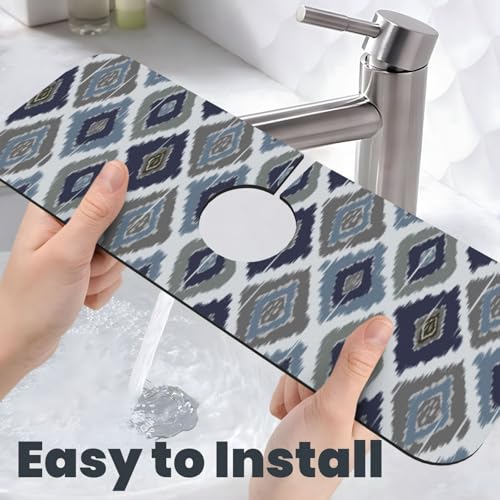 Boho Retro 15" X 5.5" Kitchen Sink Splash Guard Faucet Faucet Guard Draining Mat Sink Splash Guard Faucet Kitchen Bathroom - color: Boho Retro