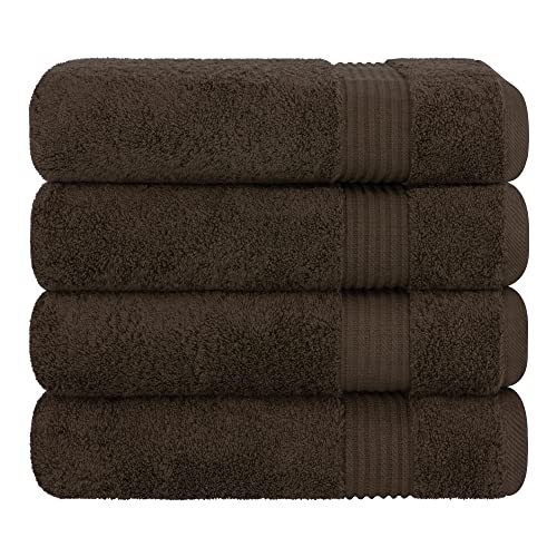 Cotton Paradise 100% Cotton Turkish Towel Set, Soft Absorbent Quick Dry, 4 Piece Bath Towel Set, Chocolate Brown - color: Chocolate Brown, size: 4 PC SET (27x54")