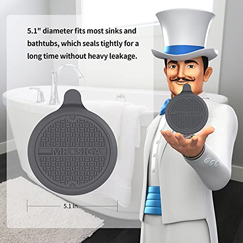 MR.SIGA Silicone Bathtub Stopper, Drain Stopper for Shower, Sink, 5.1" Diameter, Grey, 3 Pack - color: Gray