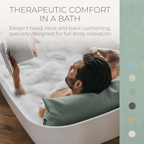 BADESOFA® Luxury Bathtub Pillow L in Green, Quick Drying Technology | Large Bath Pillow for Therapeutic Neck and Back Support, Premium Full Body Bath Tub Cushion, Luxury Spa Gift - color: Green, size: Large (Single Pillow)