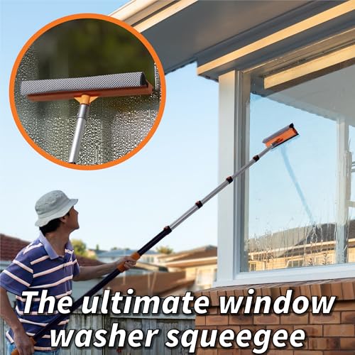 5-30 ft Window Washer Squeegee Kit with Extension Pole (36+ Foot Reach) // Long Handle Squeegee for Window Cleaning & Car Cleaning Multi-Use//Telescopic Professional Window Cleaning Squeegee for Home - size: 30 Feet