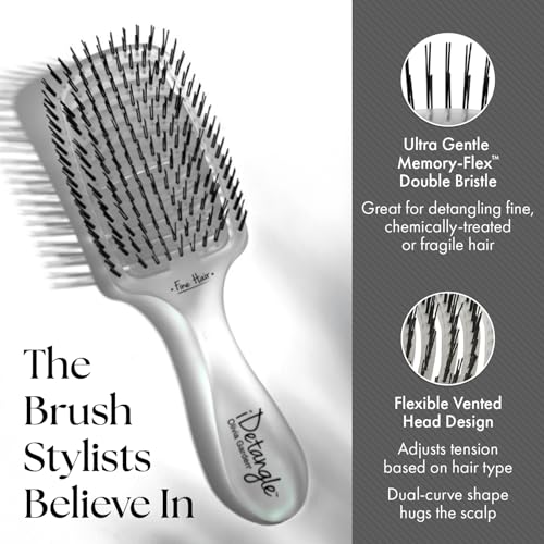 Olivia Garden iDetangle Brush for Wet and Dry Hair - Detangler Brush for Women and Men - Adjusts Tension by Hair Type - For Curly, Wavy or Straight - Flexible Vented Head