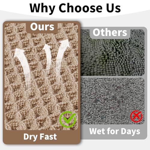 Waffle Bath Mat - Boho Bathroom Rugs Non Slip Washable, Super Absorbent & Quick Dry, Soft Bath Mat Farmhouse Bathroom Decor, 24'' x 36'', Khaki - color: Khaki, size: 24'' X 36''