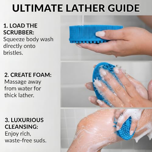 Silicone Body Scrubber, Exfoliating Loofah Alternative for Women Men, Soft Silicone Body Shower, 2 in 1 Bath and Shampoo Brush for Sensitive Skin, Back,Showering,Brush Exfoliator (Blue) - size: Blue