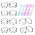 10 Pcs 2g Makeup Travel Containers with Lids & 5 Pcs Mini Spatulas, Empty Cosmetic Sample Jars Small Refillable Leak Proof Plastic Bottles for Lip Balm Creams Lotion Lip Scrub Foundation - size: 2 ml