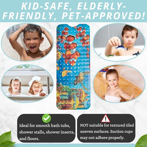 Toddler Bathtub Mat - Non Slip Kids Bath Mat - Shower Grip Mat - Bath Tub Floor Mat (Bath Clownfish) - color: Clownfish Print