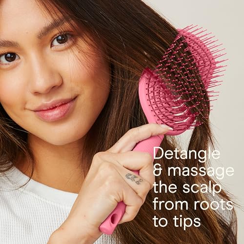 Conair Scalp Care Detangling hairbrush - Curly Hair Brush - Scalp Massager - hairbrushes for women & men - detangler for all lengths and types - can use wet or dry - Pink Pulse - color: Pink Palse, size: 1 Count (Pack of 1)