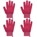 Exfoliating Bath Gloves 2 Pairs - Heavy Texture Body Scrub Gloves for Shower, Spa, Massage and Body Scrubs, Dead Skin Remover, Washing Gloves with Hanging Loop(Dark Pink) - color: Pink1