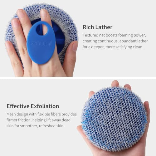 Silicone Body Scrubber with Scrub Net, BEAUTAIL 2 Pack – Rich Foam and Exfoliation with Gentle Brush or Firmer Net Options – Hygienic, Durable, Easy to Clean – 1 Shower Brush Black, 1 Scrub Net Gray - color: Black+scrubnet 1pcs