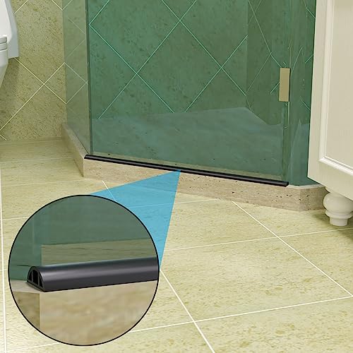 78 Inch Shower Threshold Water Dam Collapsible Arch Shaped 0.47" Tall Black Shower Stopper Barrier and Stop Water Keep Dry and Wet Separation Suitable for Bathroom and Kitchen - color: Arch - 0.47" H - Black