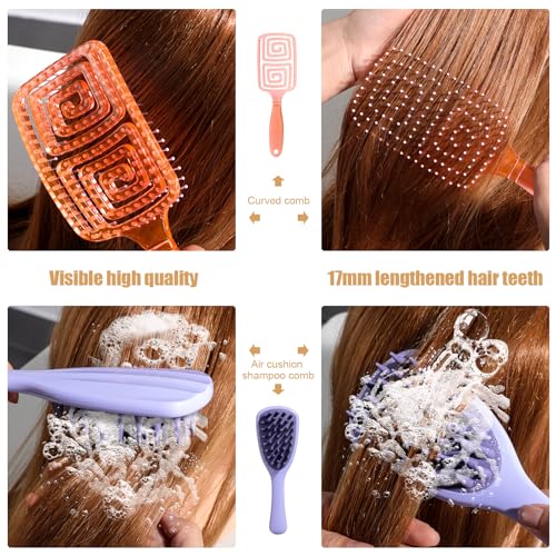3 PCS Hair Comb Set Beauty Hairbrush Wet and Dry, Silicone Scalp Scrubber Wet Hair Brush Shower Detangler For Women, Men