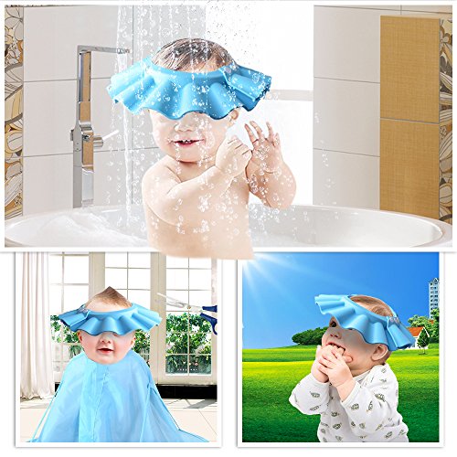 Safe Shampoo Shower Bathing Protection Bath Cap Soft Adjustable Visor Hat for Toddler, Baby, Kids, Children (pink) - color: Pink